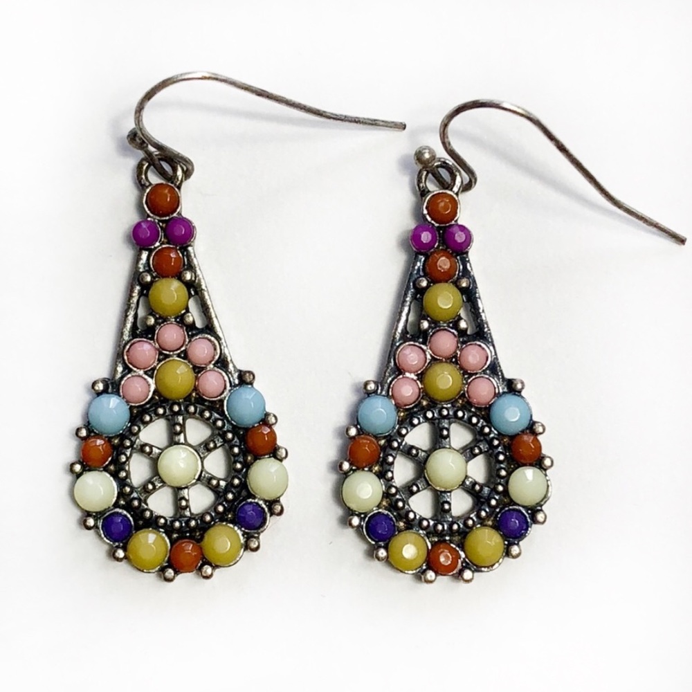 Dangle Earrings With Colored Stones